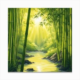 A Stream In A Bamboo Forest At Sun Rise Square Composition 300 Canvas Print