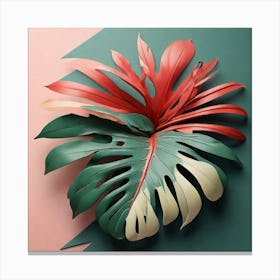 Aesthetic style, Abstraction with tropical leaf 11 Canvas Print