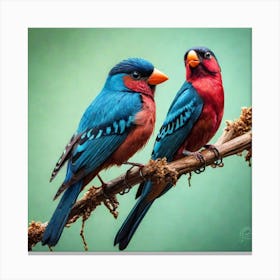 beautiful birds on the tree Canvas Print