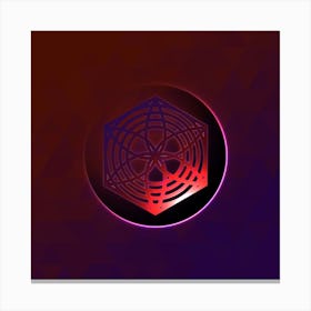 Geometric Neon Glyph on Jewel Tone Triangle Pattern 444 Canvas Print