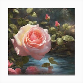 Roses By The Water Canvas Print