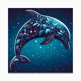 Dolphin In The Night Sky Canvas Print