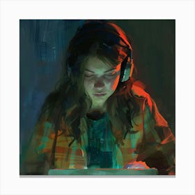 Girl With Headphones 1 Canvas Print