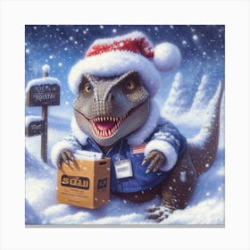 Dinosaur Santa Canvas Print