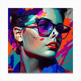 Oversized Sunglasses Fine Art Style Portrait Canvas Print