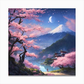 Japanese Sakura In Mountain 5 Canvas Print