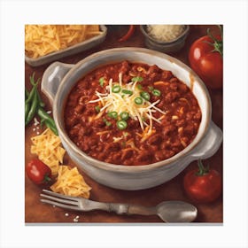 200851 Bowl Of Hearty Chili With Tender Chunks Of Beef, R Xl 1024 V1 0 Canvas Print