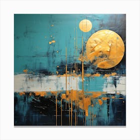 Moon In Blue And Gold 2 Canvas Print