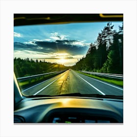 Sky Automobile Highway View Speed Traffic Transportation Mirror Travel Road Black Vehicle (1) Canvas Print