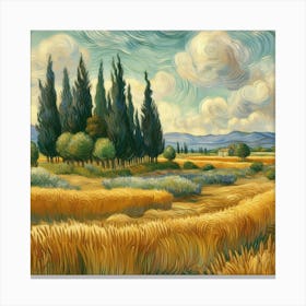 Wheat Field By Van Gogh Canvas Print