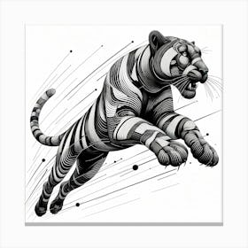 Panther Jump - Abstract Line Art Illustration 73 Canvas Print