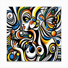 Stunning Abstract Portrait with Butterfly II Canvas Print