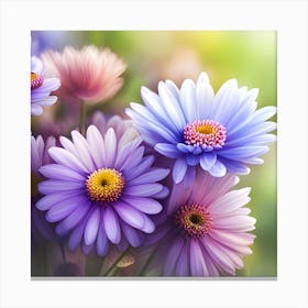 Pink and Blue Daisies Canvas Print