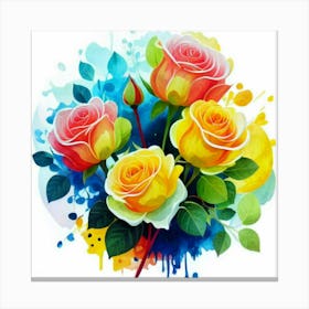 Watercolor design with beautiful roses oil painting abstract 7 Canvas Print