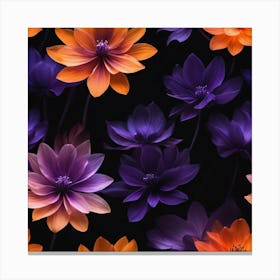 Purple And Orange Flowers Canvas Print