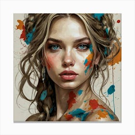 Girl With Paint Splatters 2 Canvas Print