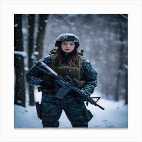 Soldier In The Woods Canvas Print
