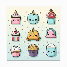 Kawaii Cupcakes 1 Canvas Print