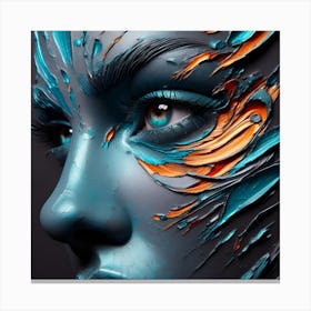 Woman's Face Closeup - Abstract 3D Effect Canvas Print