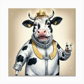 Cow In A Crown Canvas Print