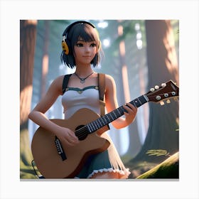 Girl playing Guitar Canvas Print