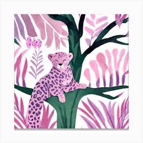 Pink Leopard In Jungle Canvas Print
