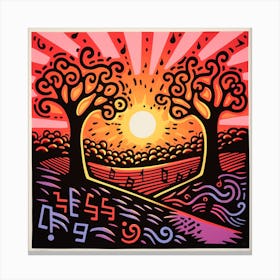 Sunset With Trees Canvas Print