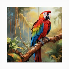 Macaw Parrot In Tree 3 Canvas Print