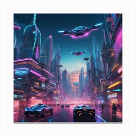 Futuristic City Paintings Art Print Canvas Print