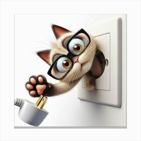 Cat In A Socket Canvas Print