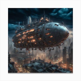 Cyberpunk airship Canvas Print