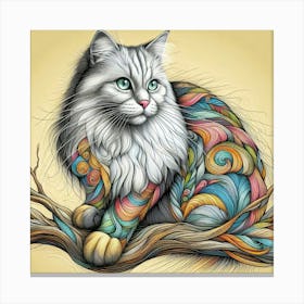 Feline Cat Creative Artwork Illustration 110 Canvas Print