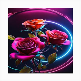 Neon Roses Canvas Print