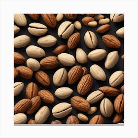 Almonds On Black Background 4 Canvas Print