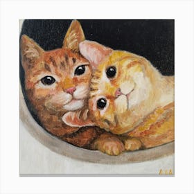 Two Cats In A Bowl Canvas Print