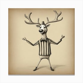 Deer In Striped Shirt Canvas Print