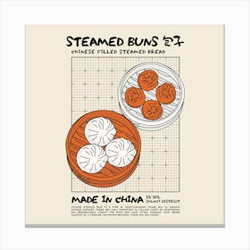 Steamed Buns Square Canvas Print