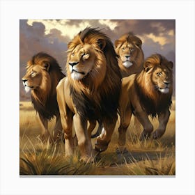 Lions In The Grass Canvas Print