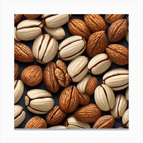 Almonds On A Black Background 5 Canvas Print