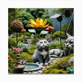 Miniature Cat Garden 1 Canvas Print