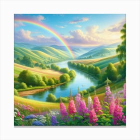 Rainbow Over The Valley 1 Canvas Print