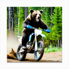 Bear Riding A Dirt Bike Canvas Print