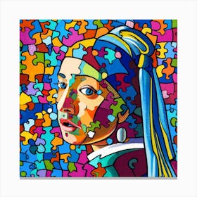 Puzzle Girl With A Pearl Earring Study Canvas Print