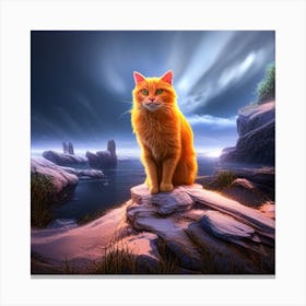 Cat On The Rocks Canvas Print