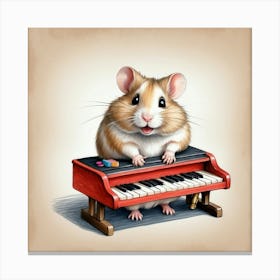 Hamster Playing Piano 10 Canvas Print