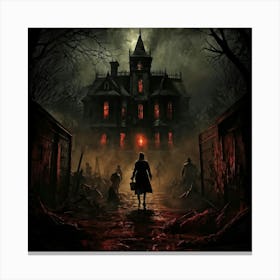 Vintage Horror Scenes Depicted Across A Chaotic Spectrum Chiaroscuro Lighting Dominates With Eerie (5) Canvas Print