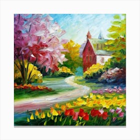 a flower garden in spring 1 Canvas Print