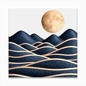 Moon And Waves 12 Canvas Print