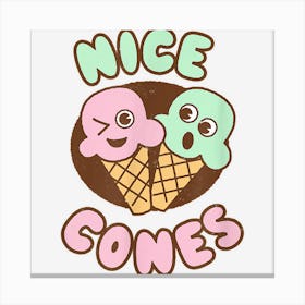 Nice Cones Cheeky Winking Ice Cream Funny Food Pun Canvas Print