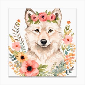 Floral Baby Wolf Nursery Illustration (61) Canvas Print